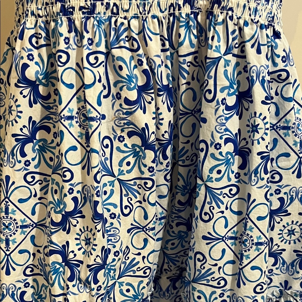 Hill House White and Blue Smocked Midi Dress - Picture 4 of 8